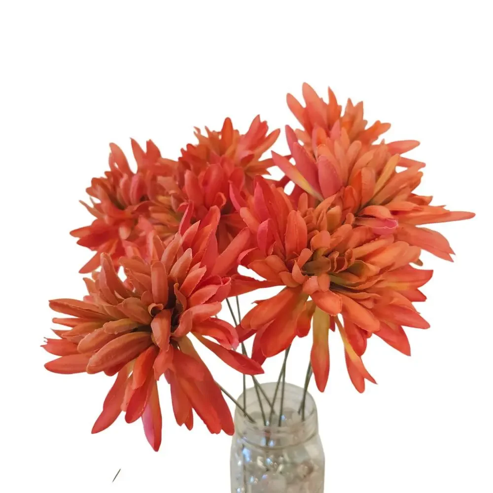18 Orange Pink Coral Artificial Spider Mum Chrysanthemum Flower Stems Fall
